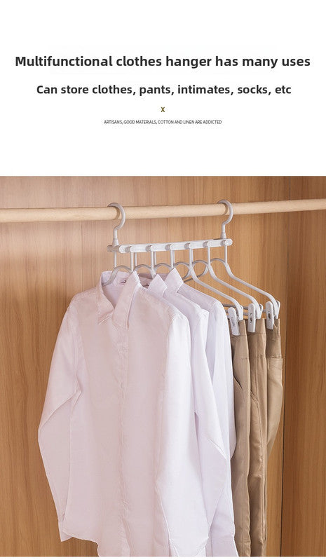 2-SET Space-Saving 6-in-1 Foldable Hanger Set Multi-Functional Closet Organizer Clothes Drying Rack with Pant Clips (White & White Clip Upgrade Edition) Ideal for Homes and Dorm Rooms 10