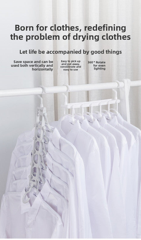 2-SET Space-Saving 6-in-1 Foldable Hanger Set Multi-Functional Closet Organizer Clothes Drying Rack with Pant Clips (White & White Clip Upgrade Edition) Ideal for Homes and Dorm Rooms 12