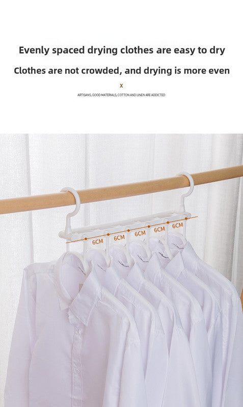 2-SET Space-Saving 6-in-1 Foldable Hanger Set Multi-Functional Closet Organizer Clothes Drying Rack with Pant Clips (White & White Clip Upgrade Edition) Ideal for Homes and Dorm Rooms 13