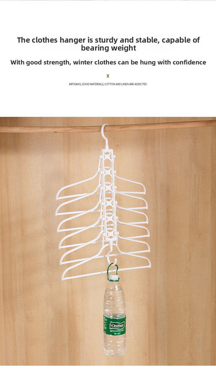 2-SET Space-Saving 6-in-1 Foldable Hanger Set Multi-Functional Closet Organizer Clothes Drying Rack with Pant Clips (Gray & Gray Clip Upgrade Edition) Ideal for Homes and Dorm Rooms 6