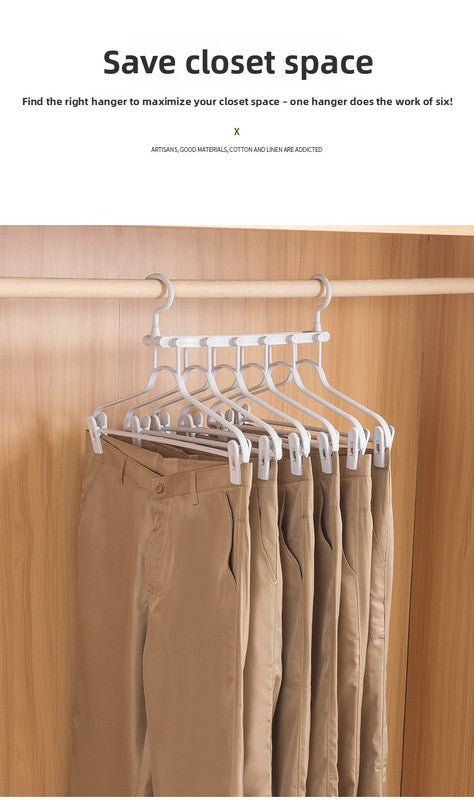 2-SET Space-Saving 6-in-1 Foldable Hanger Set Multi-Functional Closet Organizer Clothes Drying Rack with Pant Clips (Gray & Gray Clip Upgrade Edition) Ideal for Homes and Dorm Rooms 11