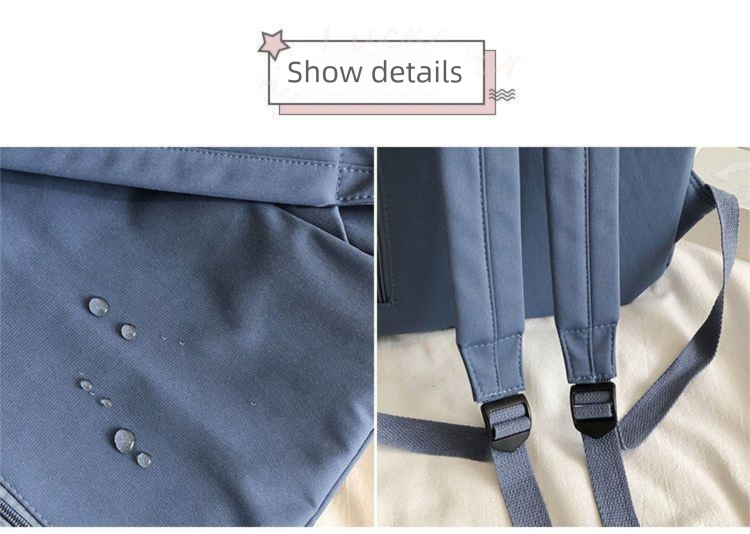 Aesthetic Black School Backpack with Cute Bear Plushie and Pin Large Capacity Nylon Laptop Daypack for High School and Uni Students 3