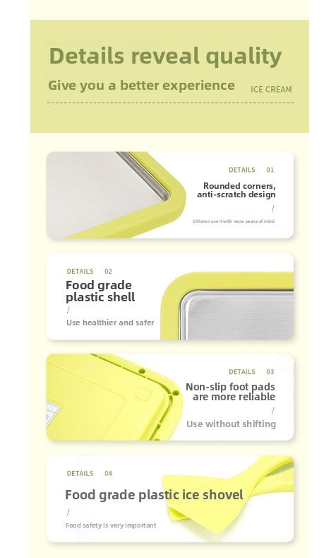 White DIY Rolled Ice Cream Maker Pan Instant Frozen Yoghurt & Sorbet Tray 304 Stainless Steel No Electricity Required with Spatulas 13