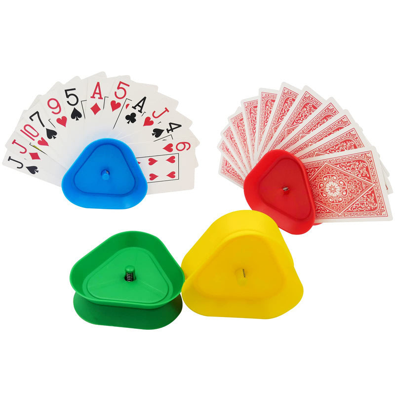 Triangle Playing Card Holders 4 Pack Hands Free Game Organizers for Kids Seniors and Adults Ideal for Family Poker Nights