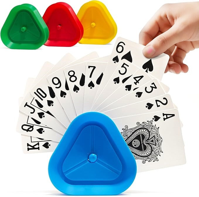 Triangle Playing Card Holders 4 Pack Hands Free Game Organizers for Kids Seniors and Adults Ideal for Family Poker Nights 6