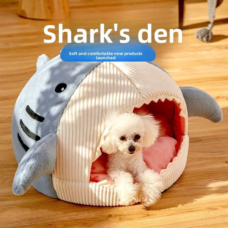 Novelty Shark Pet Cave Bed Enclosed Cozy Sleeping Nest for Cats and Small Dogs Soft Flannel Year Round Comfort Light Gray S Size 4