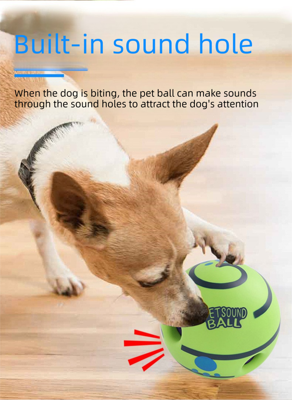 2 Pack Interactive Dog Giggle Ball Set 14cm - Green Wobble Sound Toy & White Glow in the Dark Luminous Ball - No Batteries Required for Medium to Large Dogs 6
