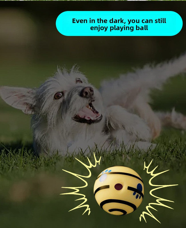 2 Pack Interactive Dog Giggle Ball Set 14cm - Green Wobble Sound Toy & White Glow in the Dark Luminous Ball - No Batteries Required for Medium to Large Dogs 10