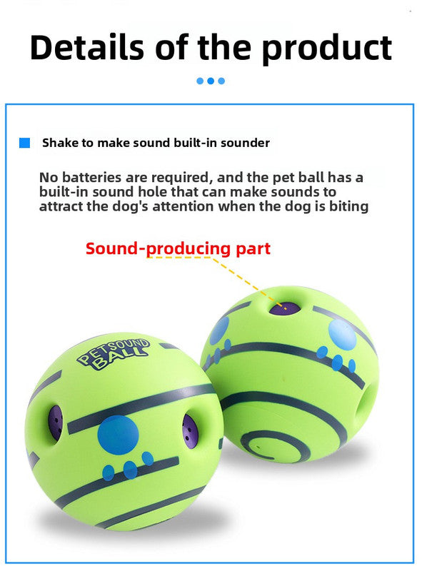 2 Pack Interactive Dog Giggle Ball Set 11cm - Green Wobble Sound Toy & White Glow in the Dark Luminous Ball - No Batteries Required for Small to Medium Dogs 6