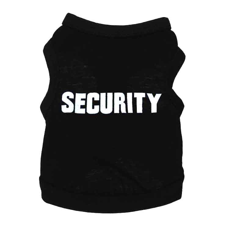 2 Pack "SECURITY" Printed Pet Vest Black - Breathable Cotton Dog T-Shirt Summer Apparel for Small to Medium Breeds & Cats - Size XL (Chest 56cm)