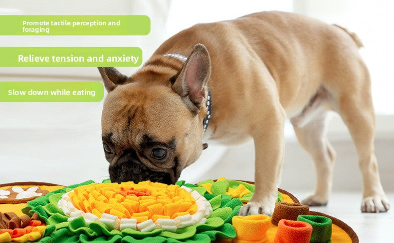 Interactive Dog Snuffle Mat Bone Shape 64x43cm - Slow Feeder & Foraging Puzzle Toy - Golden Yellow Fleece Nosework Pad for Anxiety Relief & Mental Stimulation 10