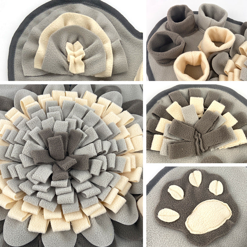 Interactive Dog Snuffle Mat Bone Shape Grey 64x43cm - Slow Feeder & Foraging Puzzle Toy - Washable Fleece Nosework Pad for Anxiety Relief & Mental Stimulation 6