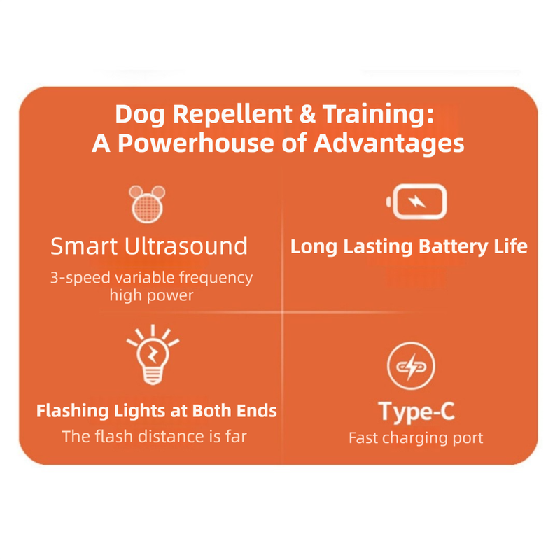 Portable Double-Head Mech Model Ultrasonic Dog Repeller & Trainer with LED Flashlight - Multi-Function Pet Safety Device for Outdoors 3