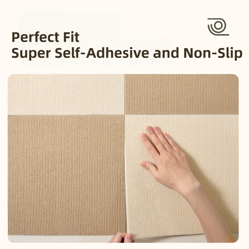 16 Pack Off-White Durable & Soft Self-Adhesive Carpet Tiles(30x30cm) - Interlocking Non-Slip Square Floor Mat for Bedroom, Office & Living Room 3