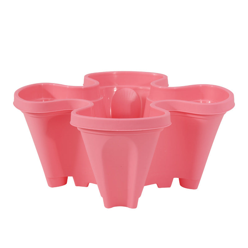 Pink 3-Tier Stackable Strawberry & Vegetable Planter with Mobile Wheel Tray - Space-Saving Vertical Gardening System 8