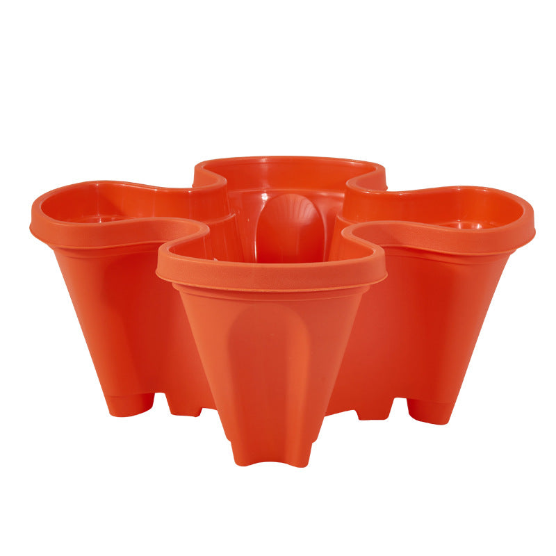 Red 3-Tier Stackable Strawberry & Vegetable Planter with Mobile Wheel Tray - Space-Saving Vertical Gardening System 8