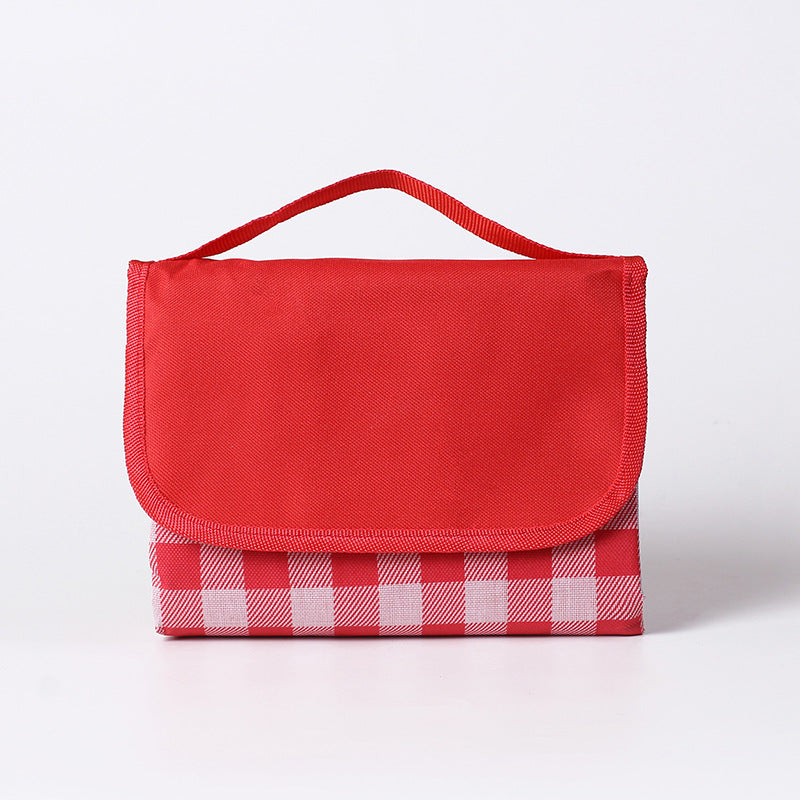 Red and White Plaid Foldable Waterproof & Moisture-Proof Picnic Blanket 150x100CM - 600D Three-Layer Composite Oxford Extra Large Mat for Beach & Camping