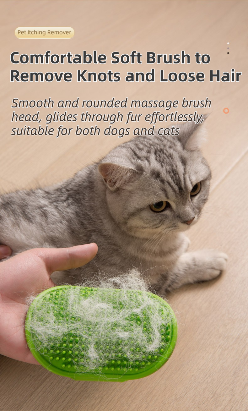 3-Pack Green Multi-Functional Adjustable Silicone TPR Pet Grooming Massage Brush - for De-Shedding, and Furniture Scratching 3