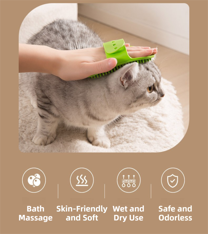 3-Pack Green Multi-Functional Adjustable Silicone TPR Pet Grooming Massage Brush - for De-Shedding, and Furniture Scratching 4