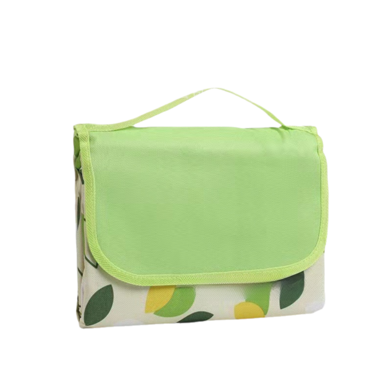 Green Leaf Pattern Foldable Waterproof & Moisture-Proof Picnic Blanket 150x100CM - 600D Three-Layer Composite Oxford Extra Large Mat for Beach & Camping