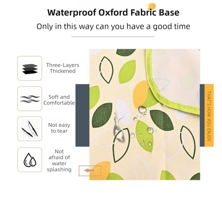 Green Leaf Pattern Foldable Waterproof & Moisture-Proof Picnic Blanket 150x100CM - 600D Three-Layer Composite Oxford Extra Large Mat for Beach & Camping 5