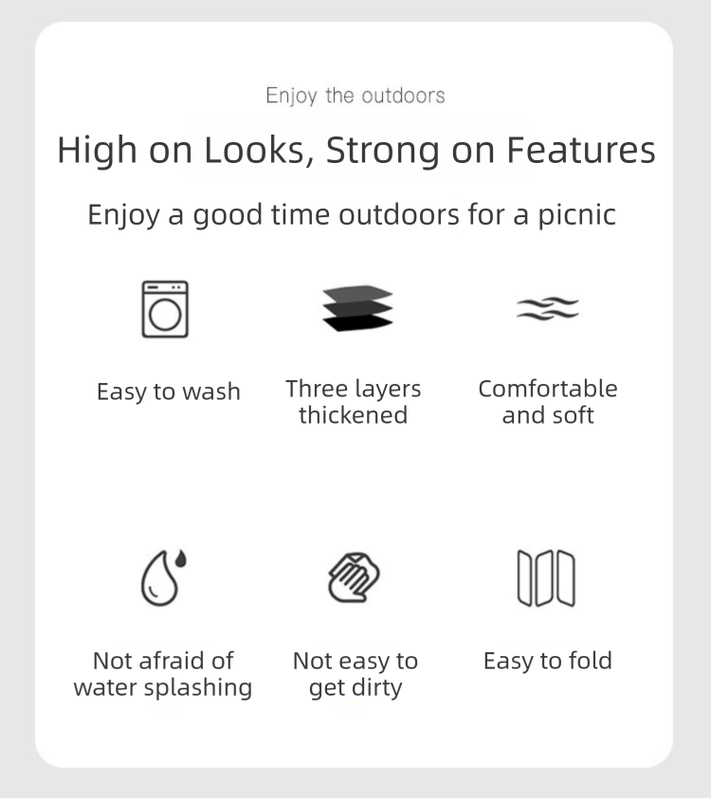 Coffee White Grid Foldable Waterproof & Moisture-Proof Picnic Blanket 150x100CM - 600D Three-Layer Composite Oxford Extra Large Mat for Beach & Camping 3