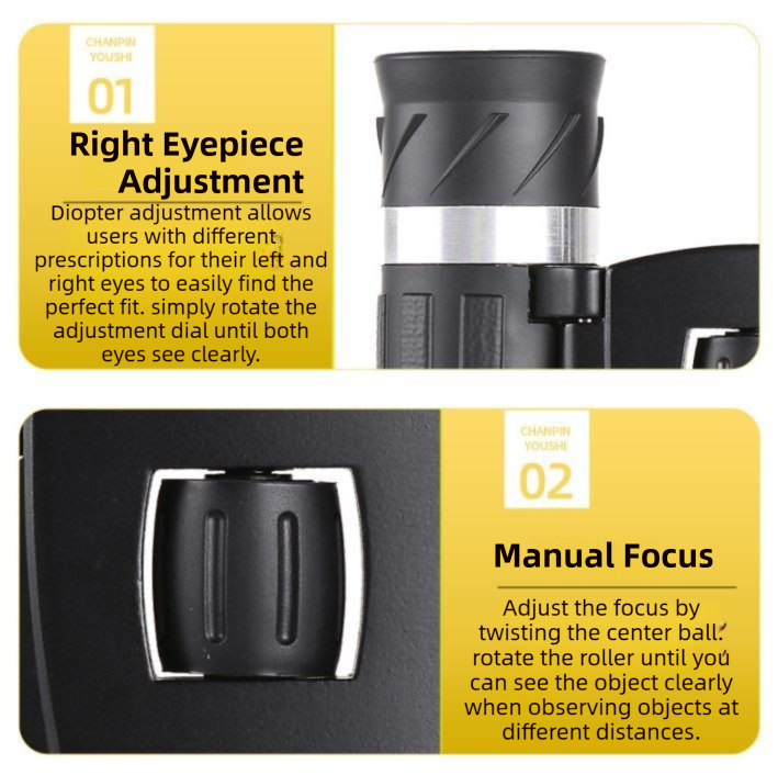 500x25 High Power HD Binoculars - Portable Concert Telescope with Phone Photography Capability, FMC Coated Optics 4