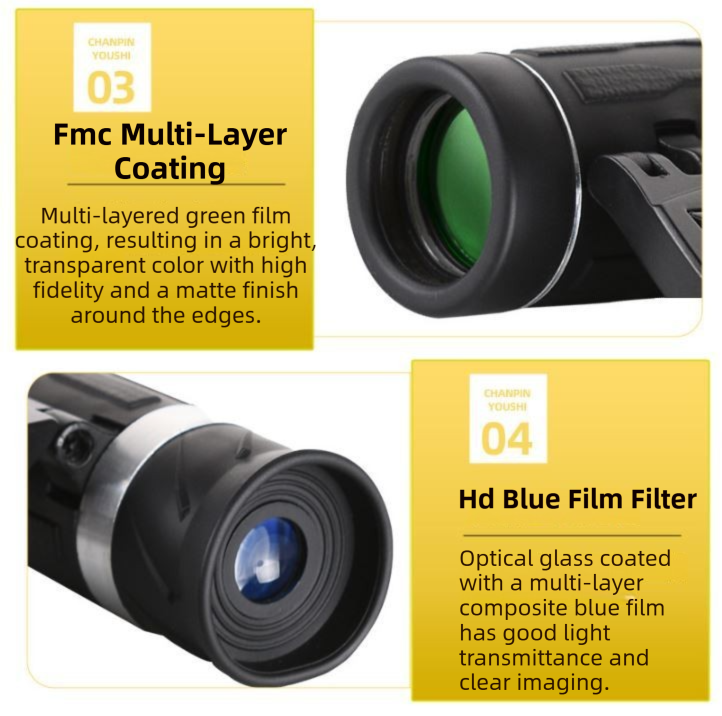 500x25 High Power HD Binoculars - Portable Concert Telescope with Phone Photography Capability, FMC Coated Optics 5
