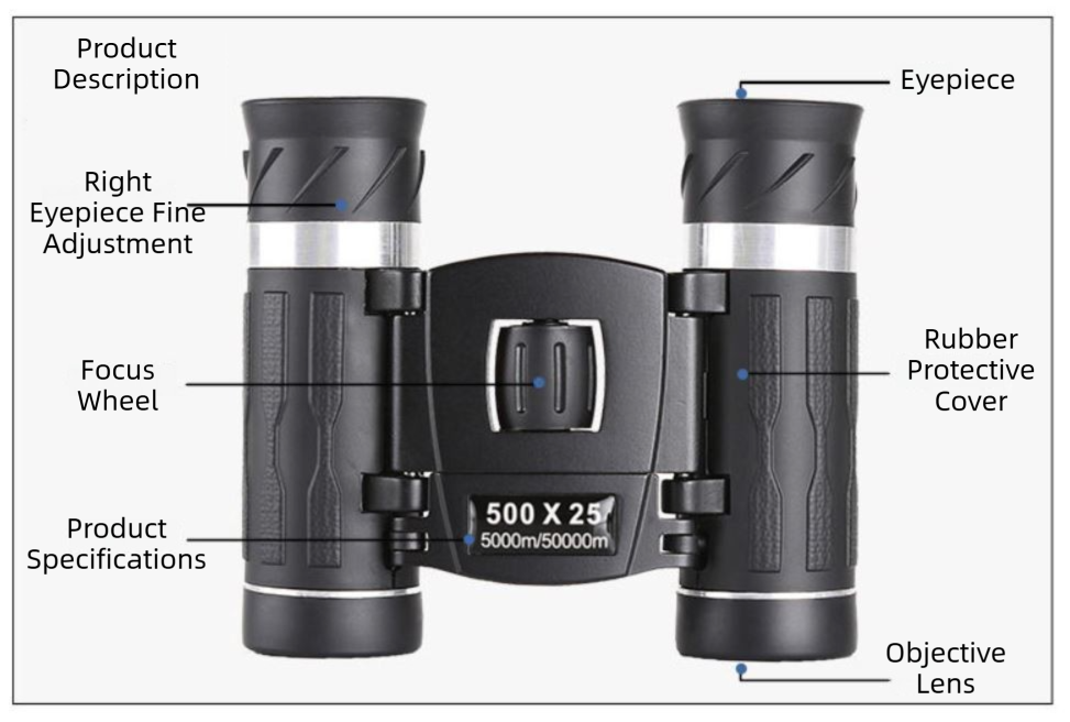 500x25 High Power HD Binoculars - Portable Concert Telescope with Phone Photography Capability, FMC Coated Optics 6