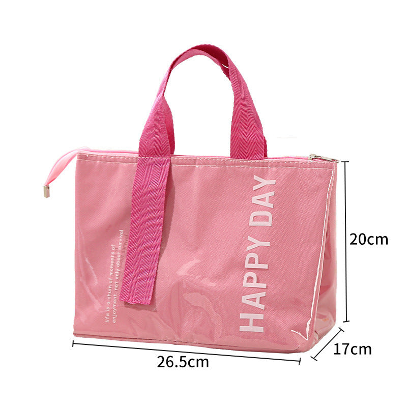 2-Pack Pink Dopamine Color Block Insulated Lunch Bag - Large Capacity Portable Cooler with Thickened Aluminum Foil Liner for Office Camping Picnic