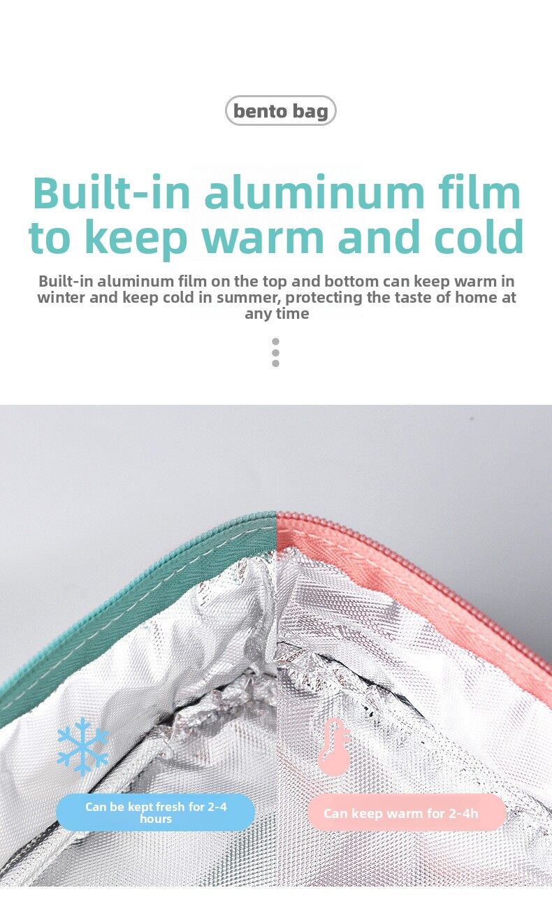 2-Pack Blue Dopamine Color Block Insulated Lunch Bag - Large Capacity Portable Cooler with Thickened Aluminum Foil Liner for Office Camping Picnic