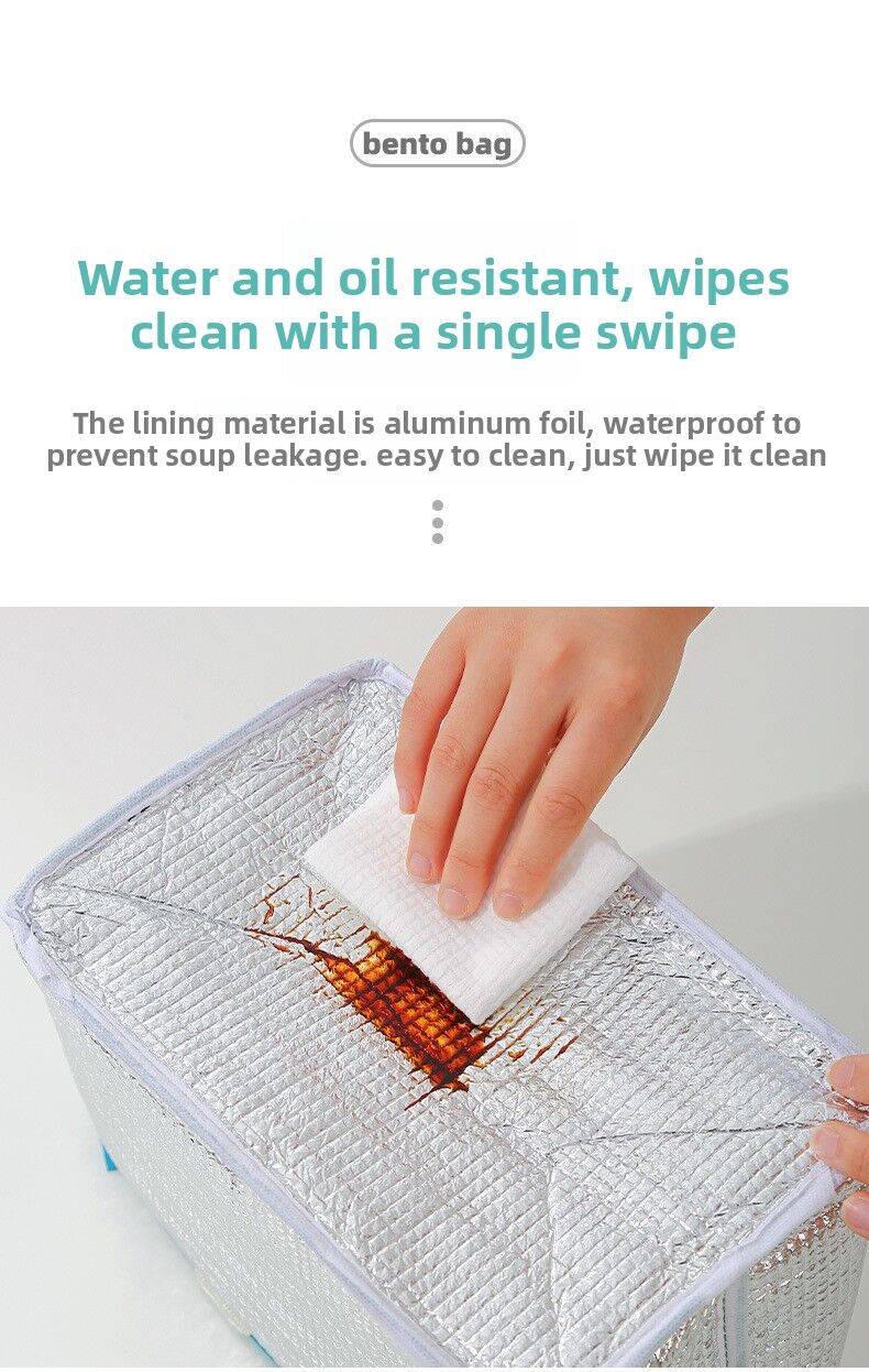 2-Pack Blue Dopamine Color Block Insulated Lunch Bag - Large Capacity Portable Cooler with Thickened Aluminum Foil Liner for Office Camping Picnic 3