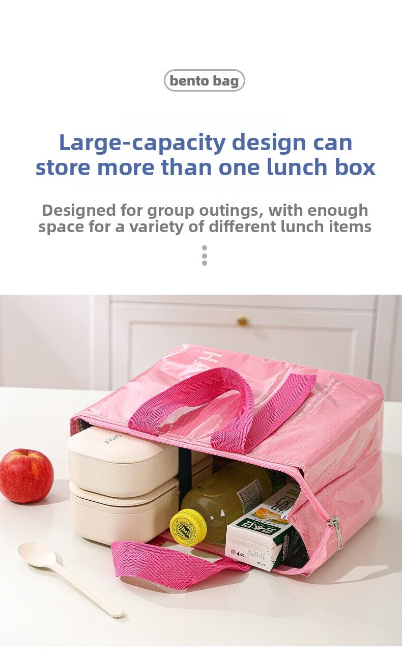 2-Pack Blue Dopamine Color Block Insulated Lunch Bag - Large Capacity Portable Cooler with Thickened Aluminum Foil Liner for Office Camping Picnic 4