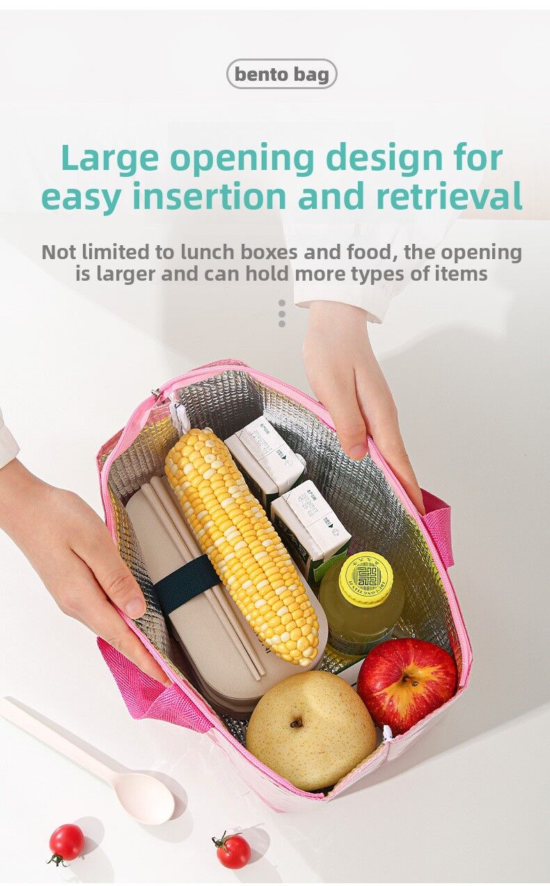 2-Pack Navy Blue Dopamine Color Block Insulated Lunch Bag - Large Capacity Portable Cooler with Thickened Aluminum Foil Liner for Office Camping Picnic 5