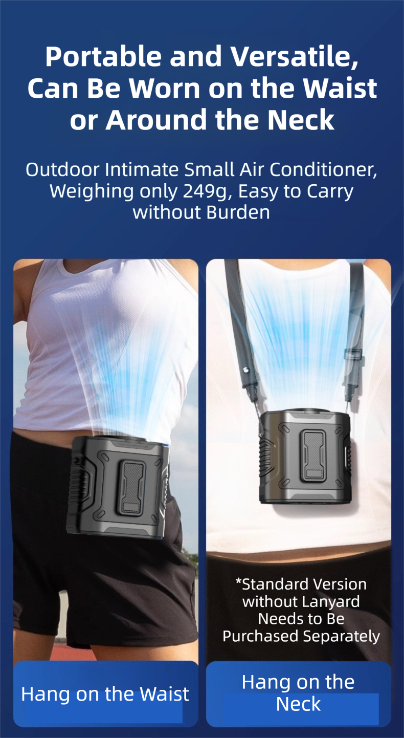 Dark Green Portable Waist Fan - Construction Site Cooling Solution with 360° Turbo Ice Engine, 100 Speed Gears, and LED Light 7