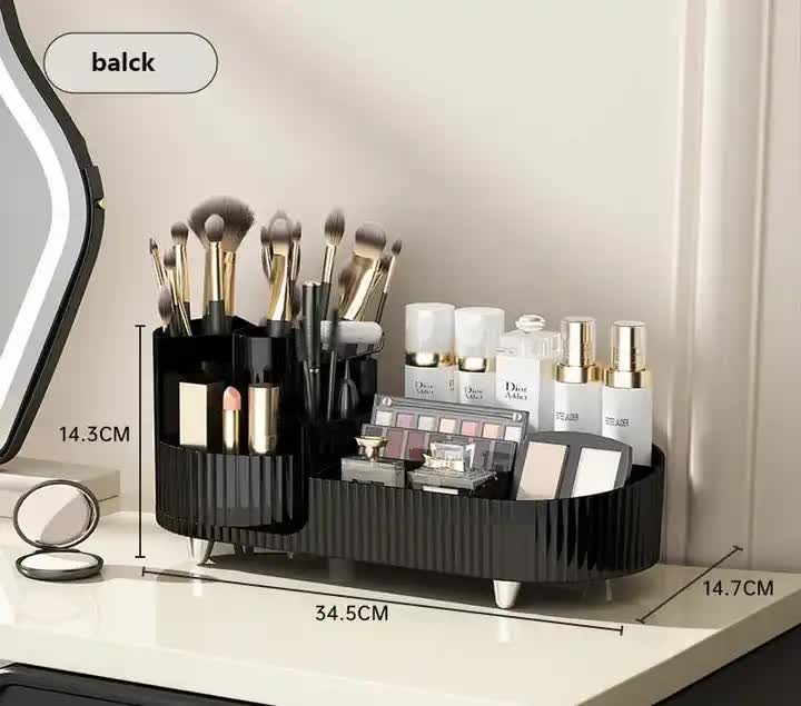 Large pen holder rotating storage tray, black 5