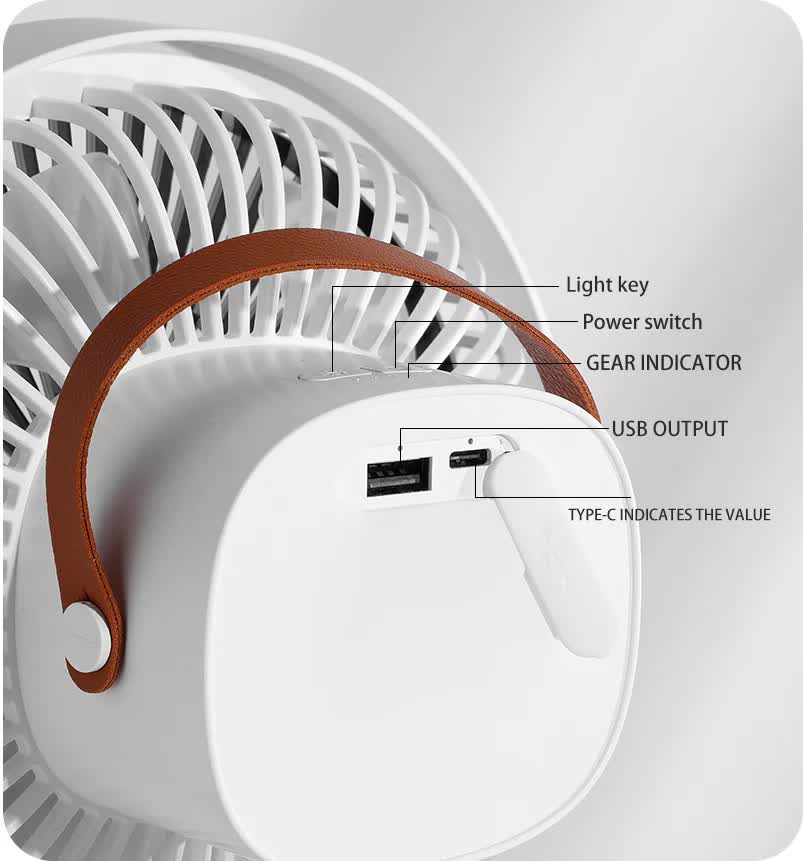 White Portable Outdoor Tripod Fan – USB Rechargeable Camping Fan with Remote Control, Folding & Adjustable for Outdoor Activities and Travel 4