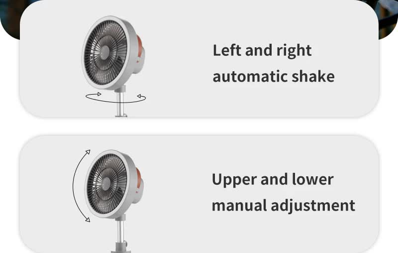 White Portable Outdoor Tripod Fan – USB Rechargeable Camping Fan with Remote Control, Folding & Adjustable for Outdoor Activities and Travel 5