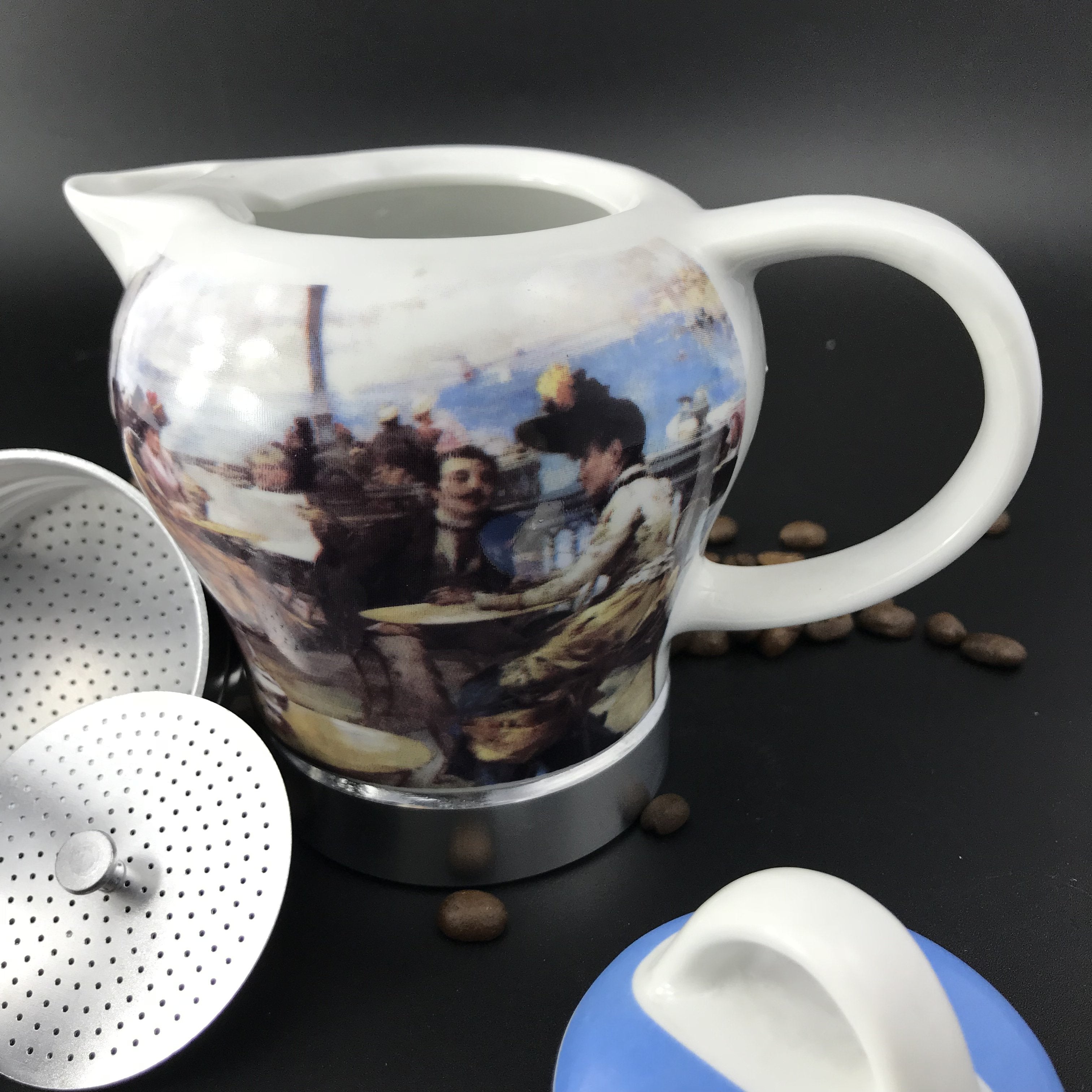 Afternoon Tea Vintage Porcelain Ceramic Italian Stove Top Espresso Coffee Maker 3-4Cups 200ml 3