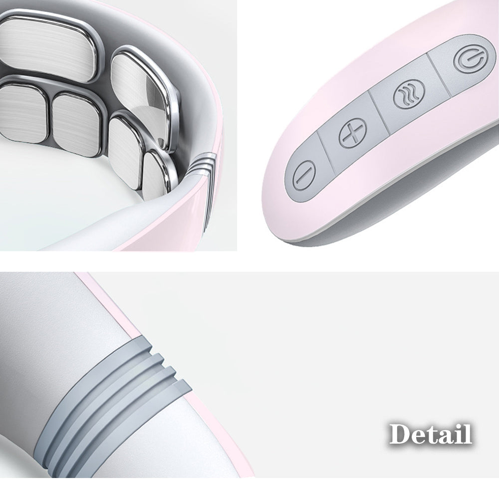 Pink 6 Heads Relax remote control AI Voice Broadcast Neck Massager Electric Chargable 5