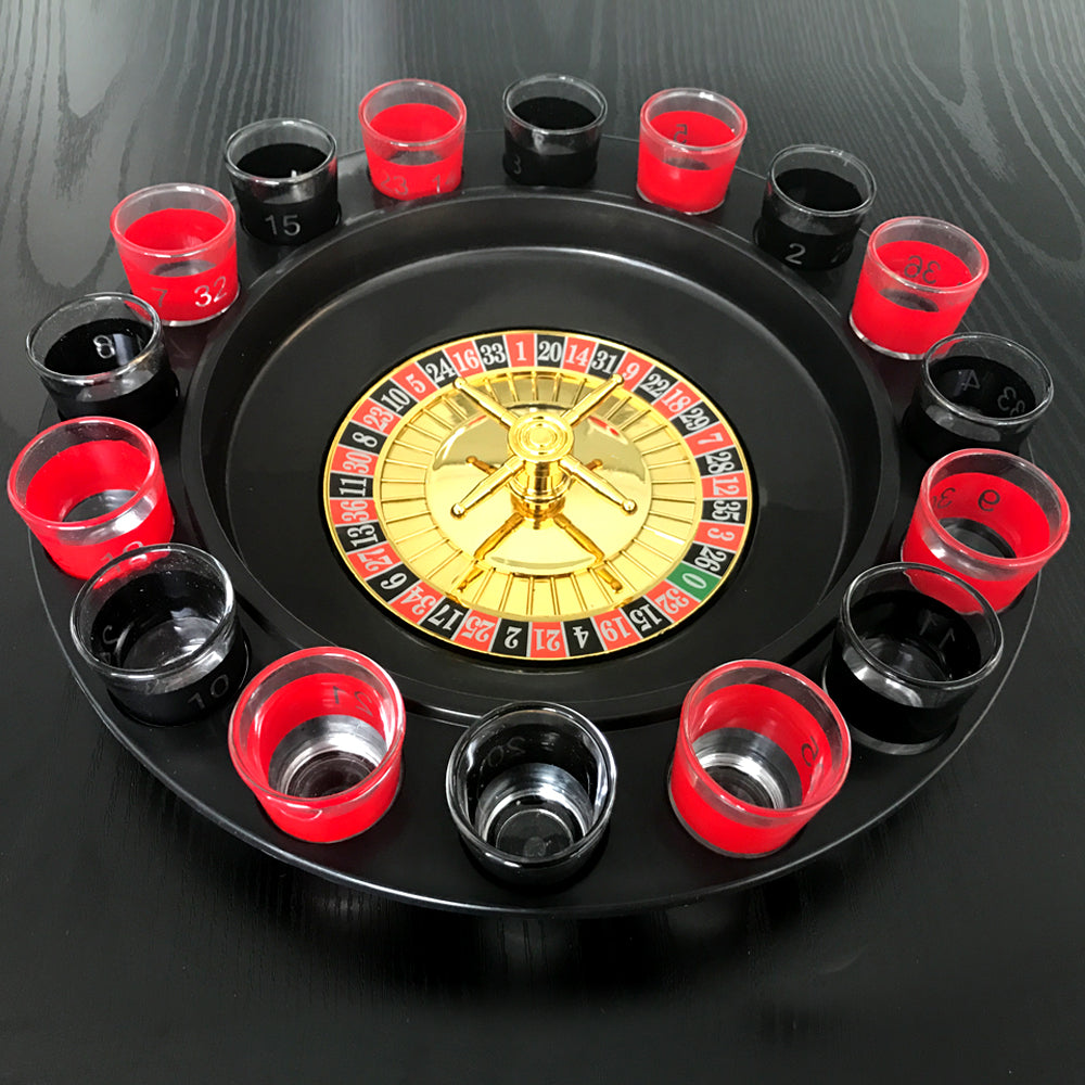 Wine Game Shot Drinking Roulette Set with Casino Spin Glass Shot Party Bar Game 6
