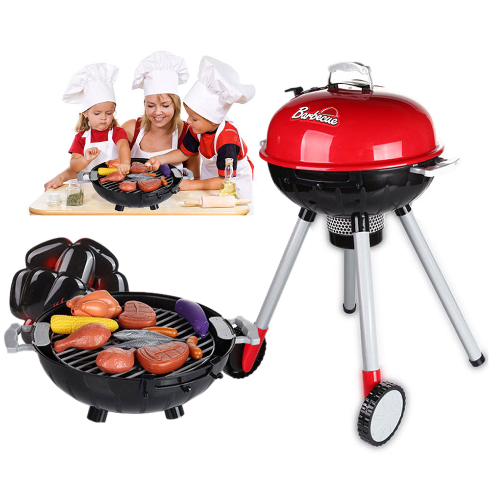 Kids BBQ Pretend Play Cooking Set Sausages Utensils Barbecue Grill Toy Cooker 4