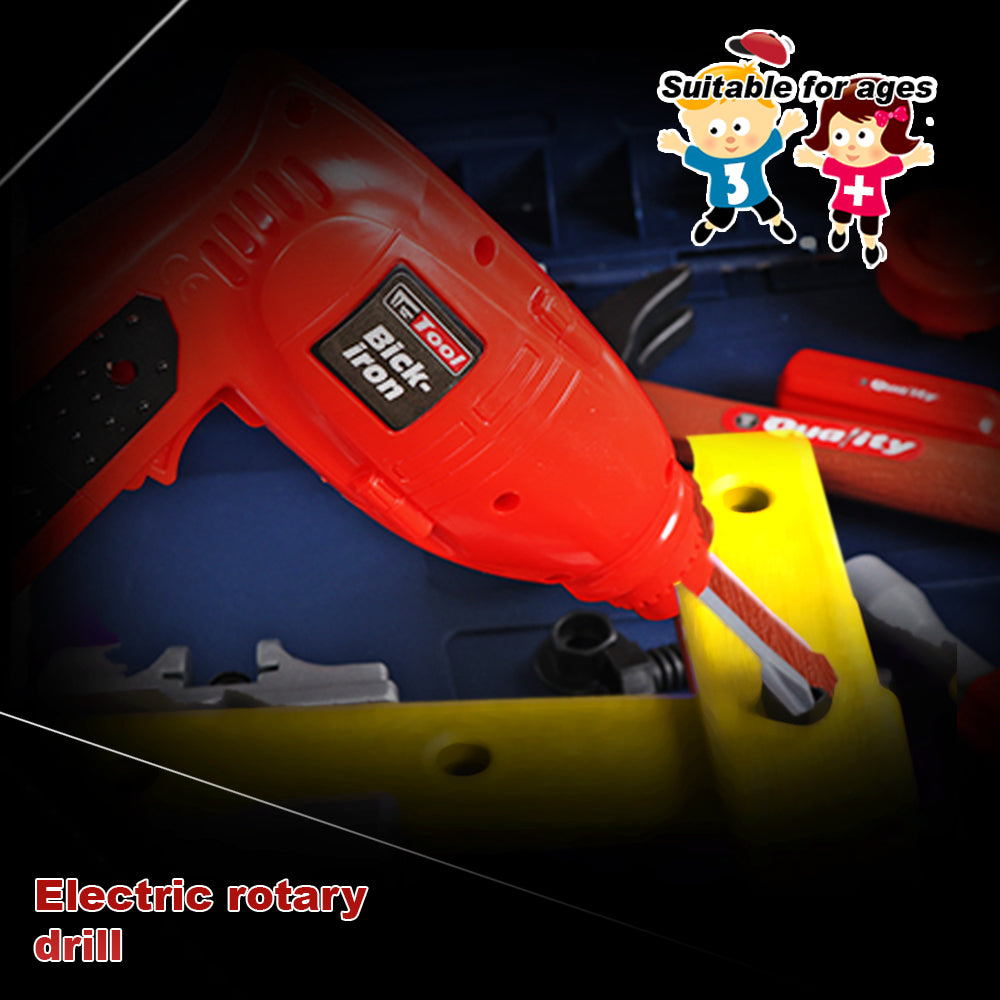 Tool Box Work Bench With Battery Operated Drill Set kids Pretend Play Toy 55pcs 6