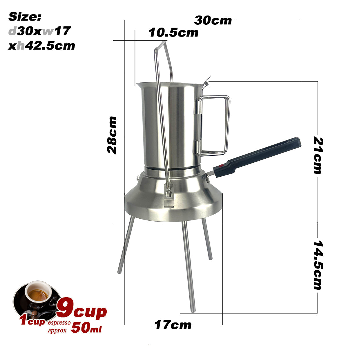 2 In 1 Camping Stainless Steel 9Cup Pot Moka Coffee Maker Italian Espresso Kettle 2024 NEW MODLE 5