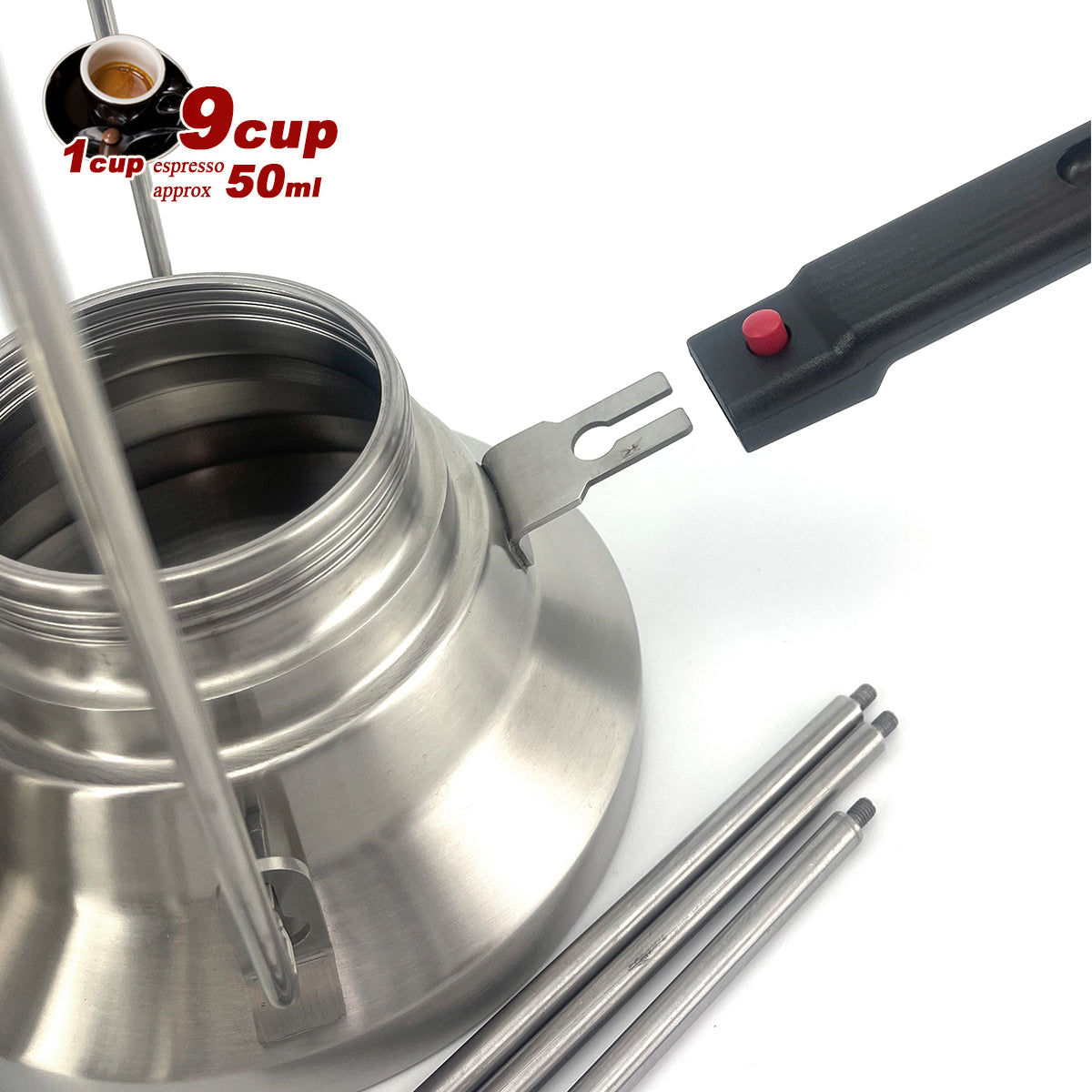 2 In 1 Camping Stainless Steel 9Cup Pot Moka Coffee Maker Italian Espresso Kettle 2024 NEW MODLE 9