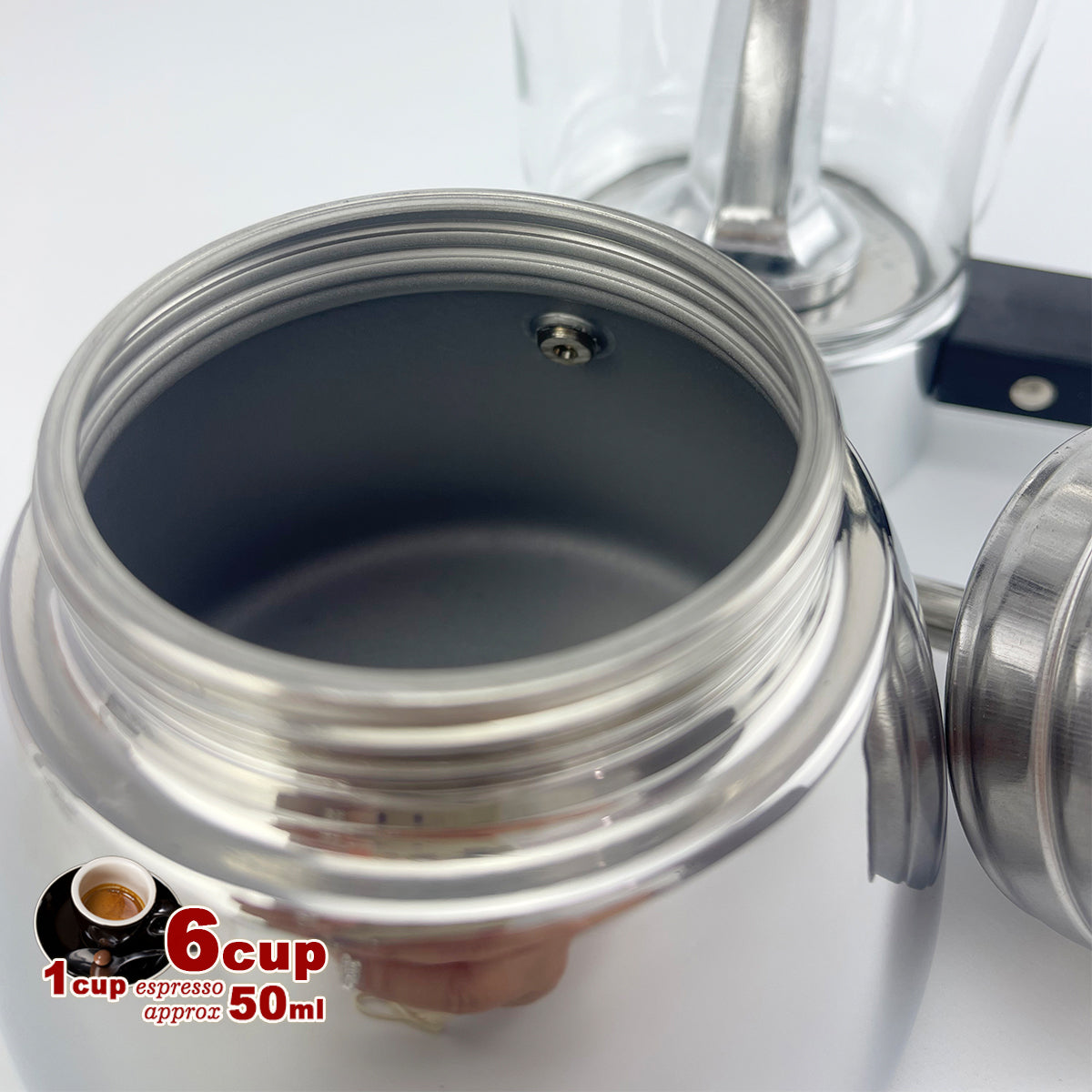 Borosilicate Glass Stainless Steel Moka Pot Coffee Maker Italian Espresso 6Cups 4