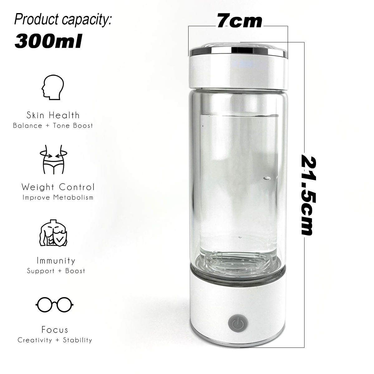 300ml H2 Hydrogen Water Bottle Alkaline Ionizer High compatibility AU 4
