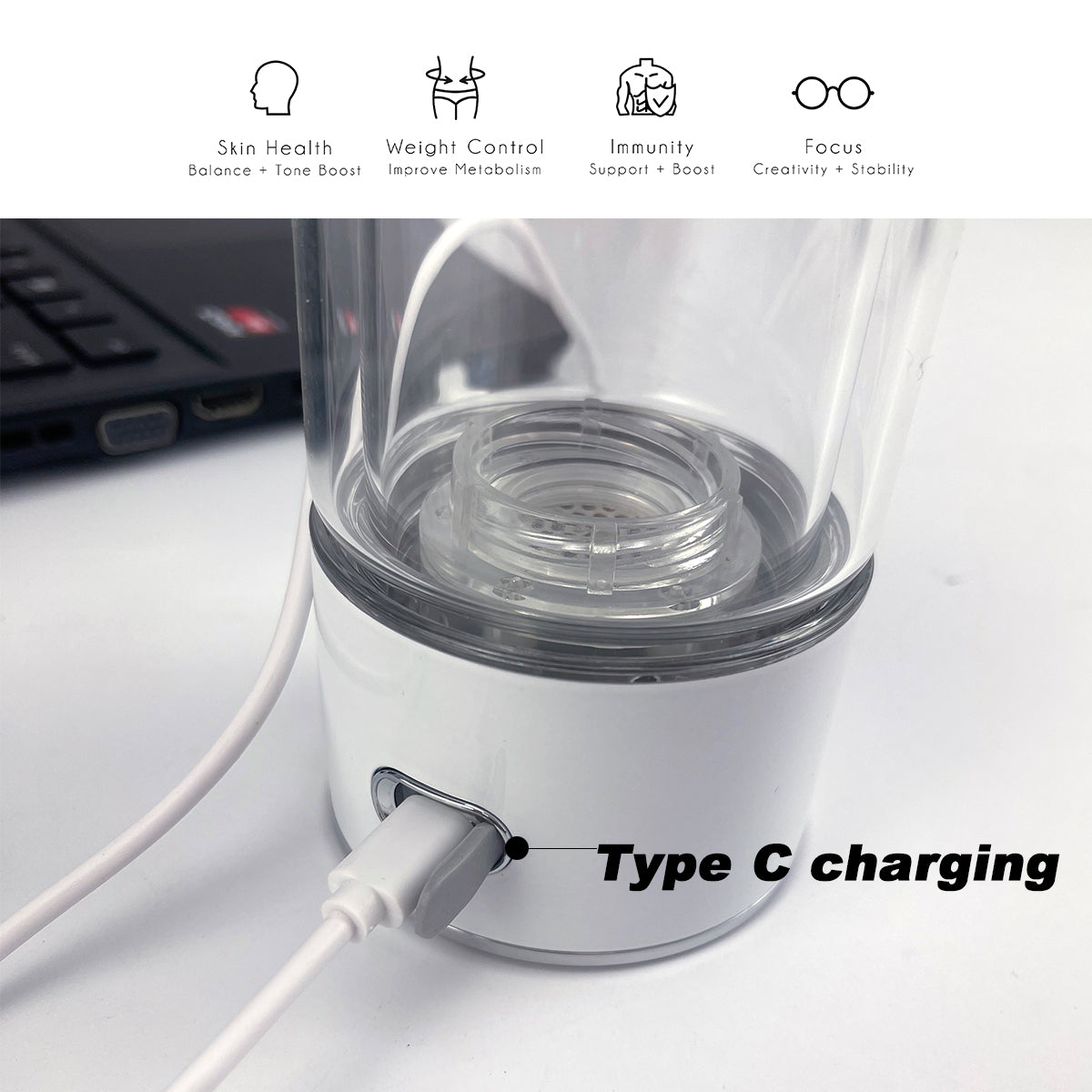 300ml H2 Hydrogen Water Bottle Alkaline Ionizer High compatibility AU 6