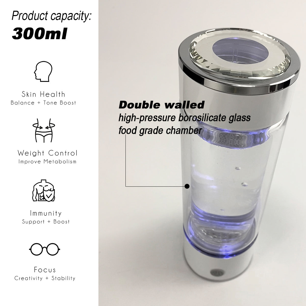 300ml H2 Hydrogen Water Bottle Alkaline Ionizer High compatibility AU 7