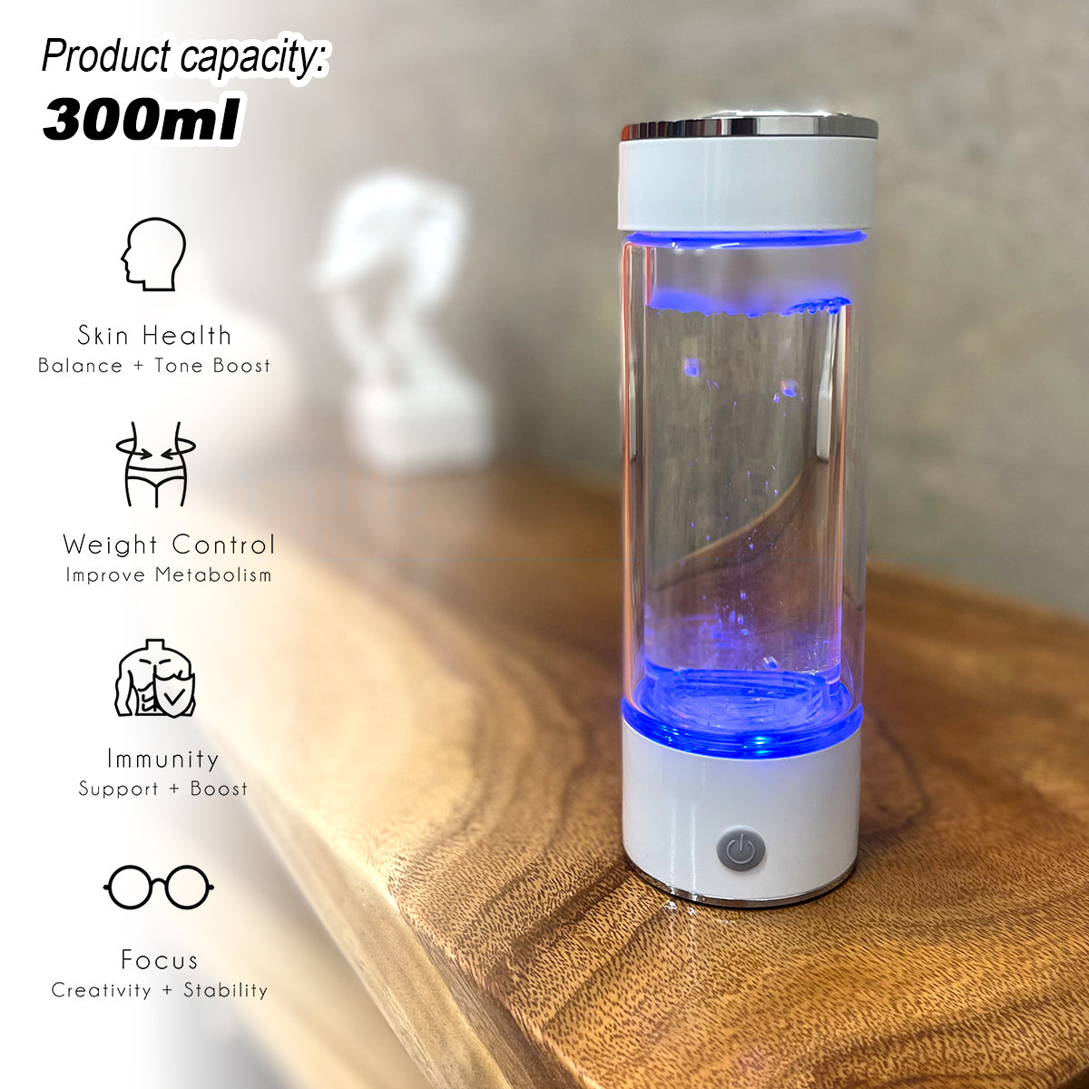 300ml H2 Hydrogen Water Bottle Alkaline Ionizer High compatibility AU 9